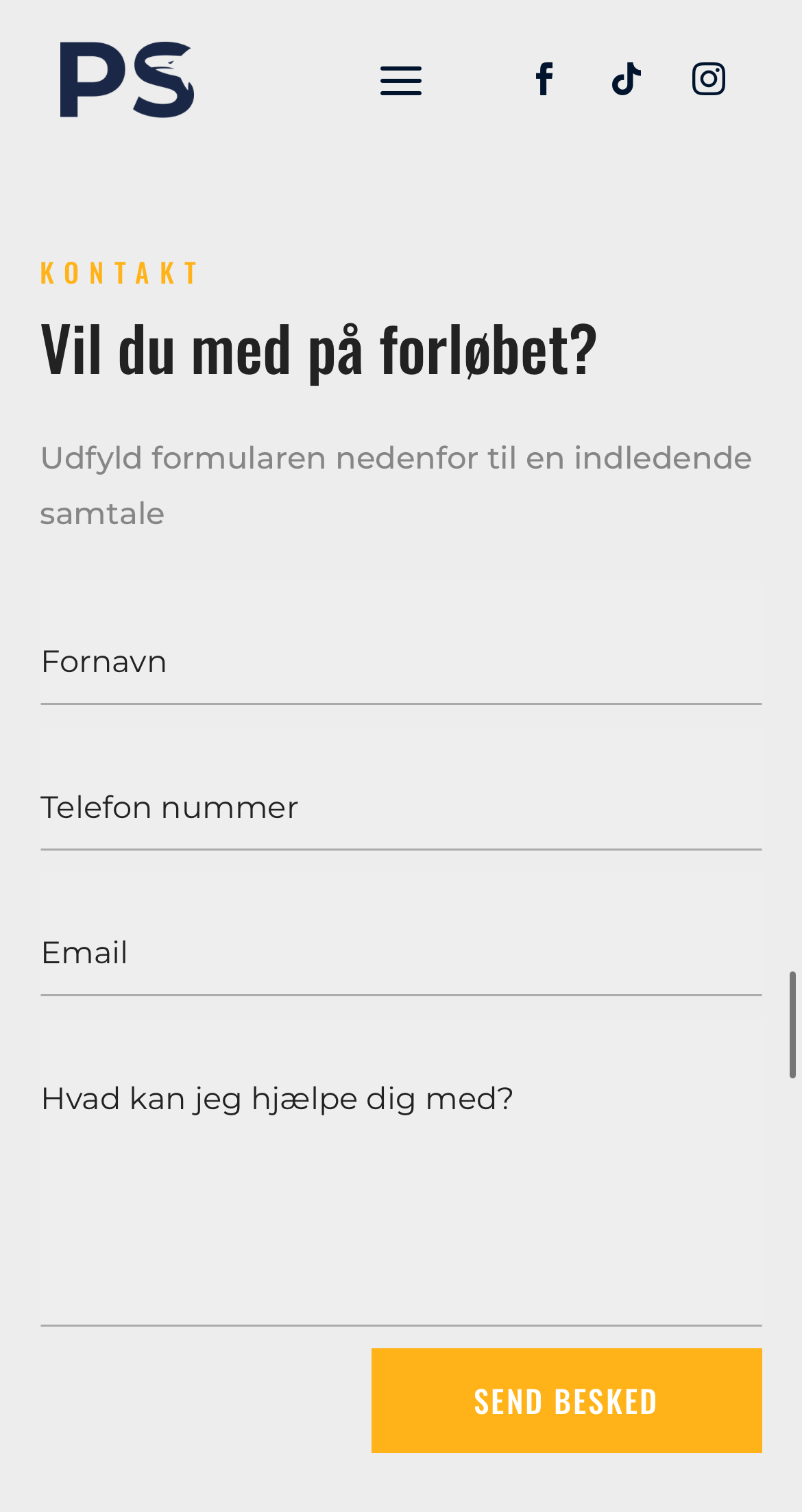 ps1-min Kontakt os side fra Patrick Simiglai hjemmeside på mobil